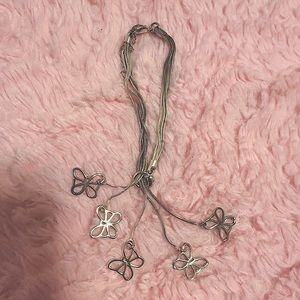Silver Butterfly Clasp Necklace and Bracelet Set
